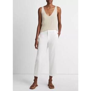 Vince Low-Mid Rise Washed Cotton Crop Pant White 6 NEW Quietluxury Minimalist